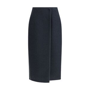 RIER Blue Fleece Wool Midi Women's Skirt